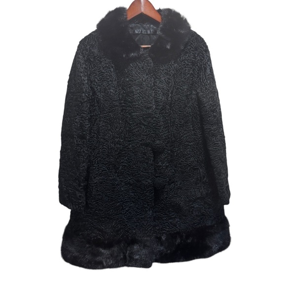 Vintage Jackets & Blazers - Persian Lamb Coat with Mink Collar Vintage Furs